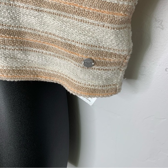 Roxy Striped Cropped Hooded Poncho Sweater Beige Cream Beachy Boho Size Small - Picture 5 of 12